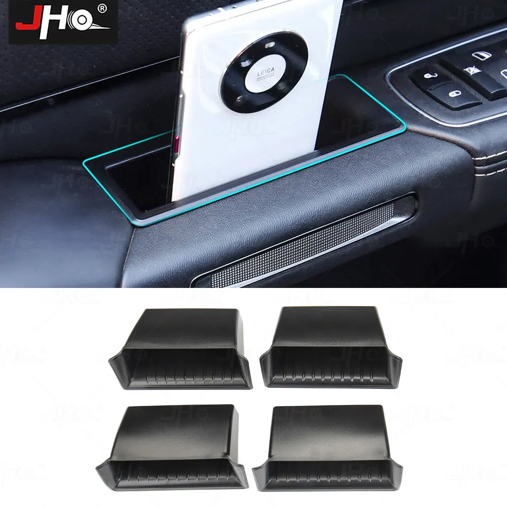 

JHO Organizer Door Armrest Handle Storage Box Tray With Rubber Mats For Ram 1500 TRX 2022 2023 2024 Container Accessories 4pcs