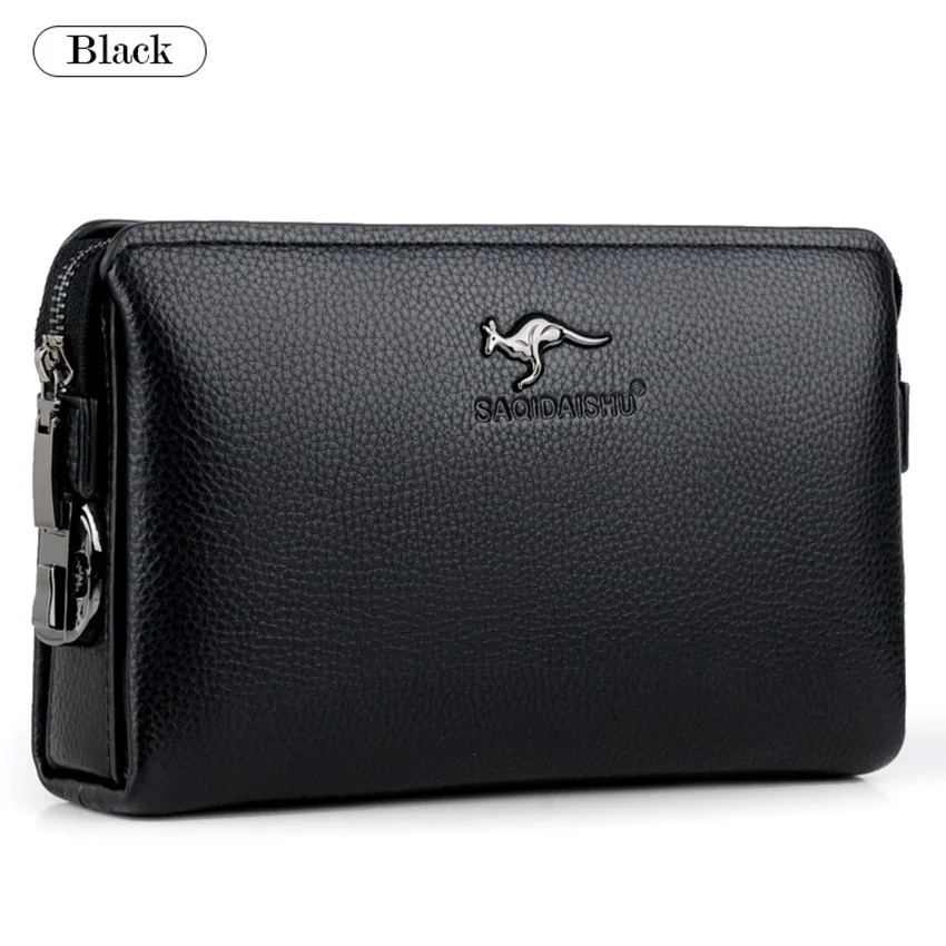 Fashion  Combination Lock Men's Clutch Wallet PU Leather Zipper Long Wallet Business Leisure Large Capacity Handbag