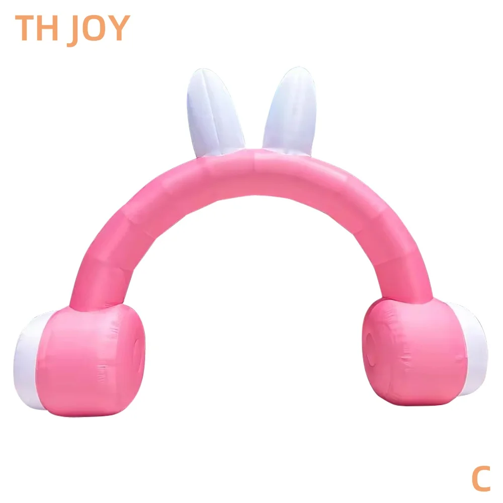 Schneller Luftversand bis zur Tür, riesige aufblasbare Kopfhörer für Musikfestivals, rosa aufblasbarer Headset-Kopfhörer mit Licht für Werbung