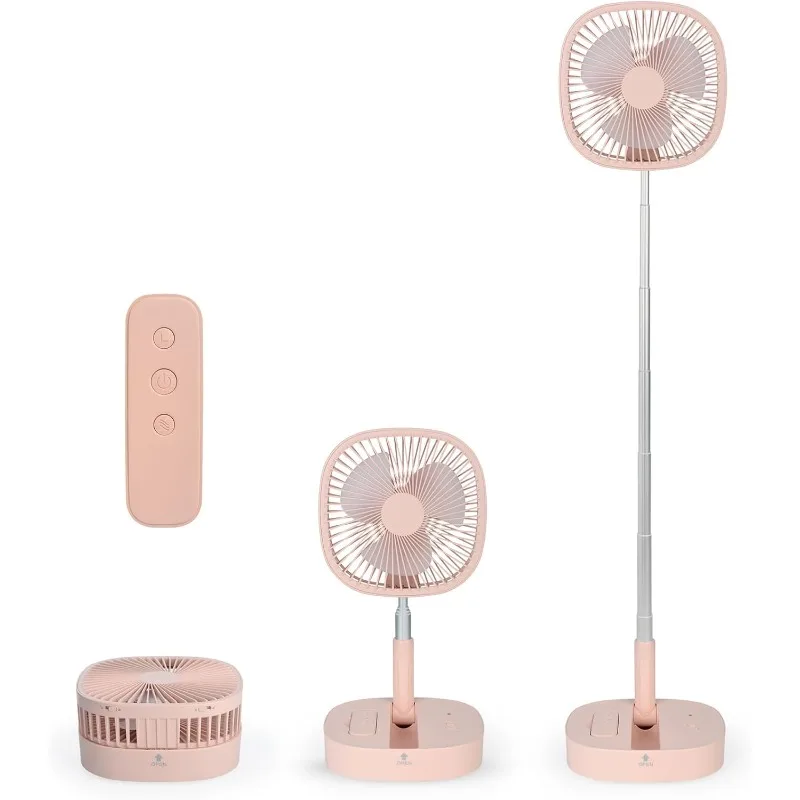 

Portable Pedestal Fan - Foldaway Standing Fan Foldable Desk Fan, Use 7200Mah Rechargeable Battery, Remote Control Telescopic 4 S