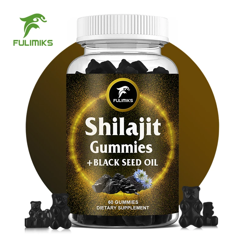 Gomitas puras de suplemento Shilajit con aceite de semilla negra, pura de alta potencia, energía inmune, apoya la función cognitiva