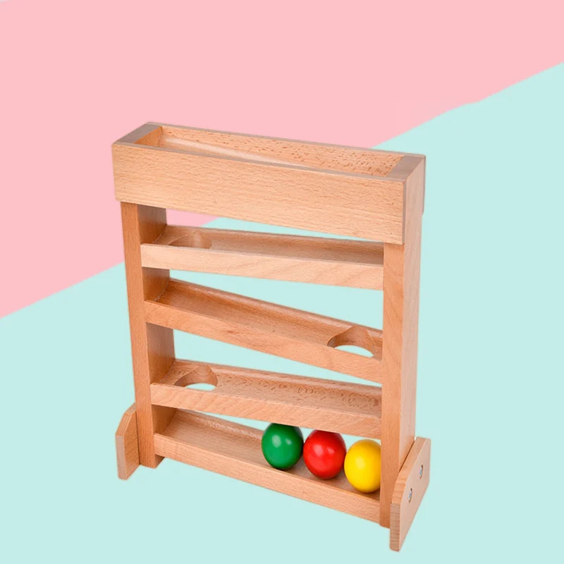 

Montessori Toy Teaching Visual Tracking Colorful Discrimination Rolling Ball Toys Wooden Parent-Child Slid Ball Track