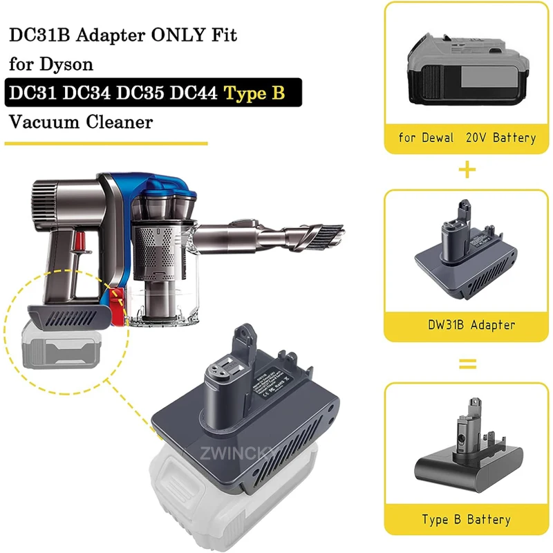 Batterieadapter für Dyson Typ A / Typ B DC31 DC35 DC44 Tierstaubsauger für Makita/Dewal/Milwaukee 18V Li-Ionen-Akku – Detail 11