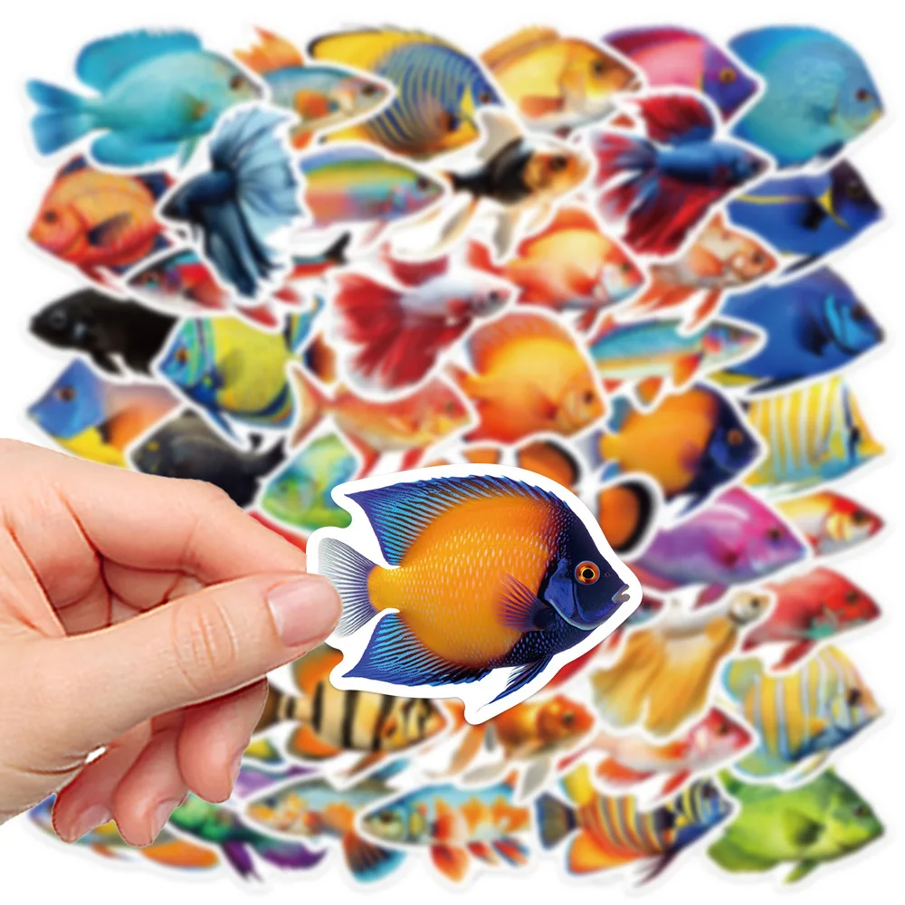 10/30/50PCS Fish Cartoon Stickers Pink Marine Organism Sticker DIY Luggage Laptop Phone Car Bike Skateboard Decals Graffiti Toy