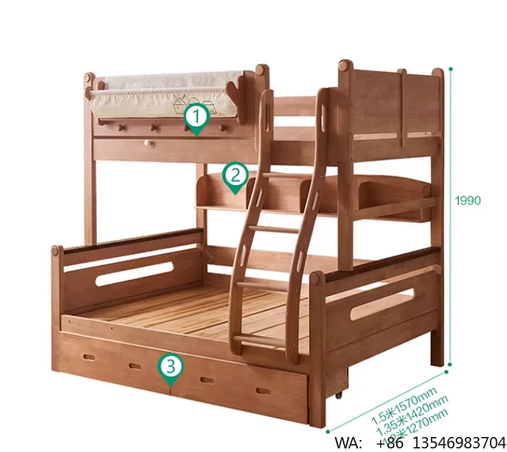 Wall Mounted Kids Bed Frame LED Light Storage Space Saving Durable Multi-Functional Bedroom Furniture