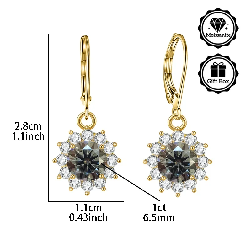 

LAMVOICE jewelry for women/earrings with 2 carat moissanite Hypoallergenic hook earring christmas gift for high quality jewelry