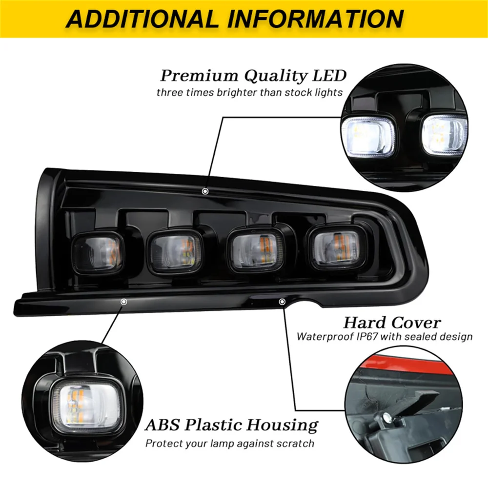 Amber Sequential LED Front Turn Signal Lights White DRL Driving Lights Fog Lights For Ford Bronco Everglades / Raptor 2021-2023