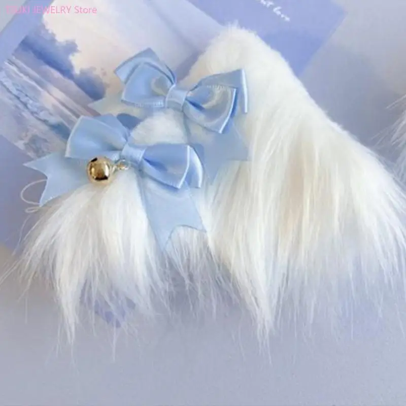62KE Furry Hair Clip Animation Animal Ear Perpins Girls Side Pins Cosplay Adder