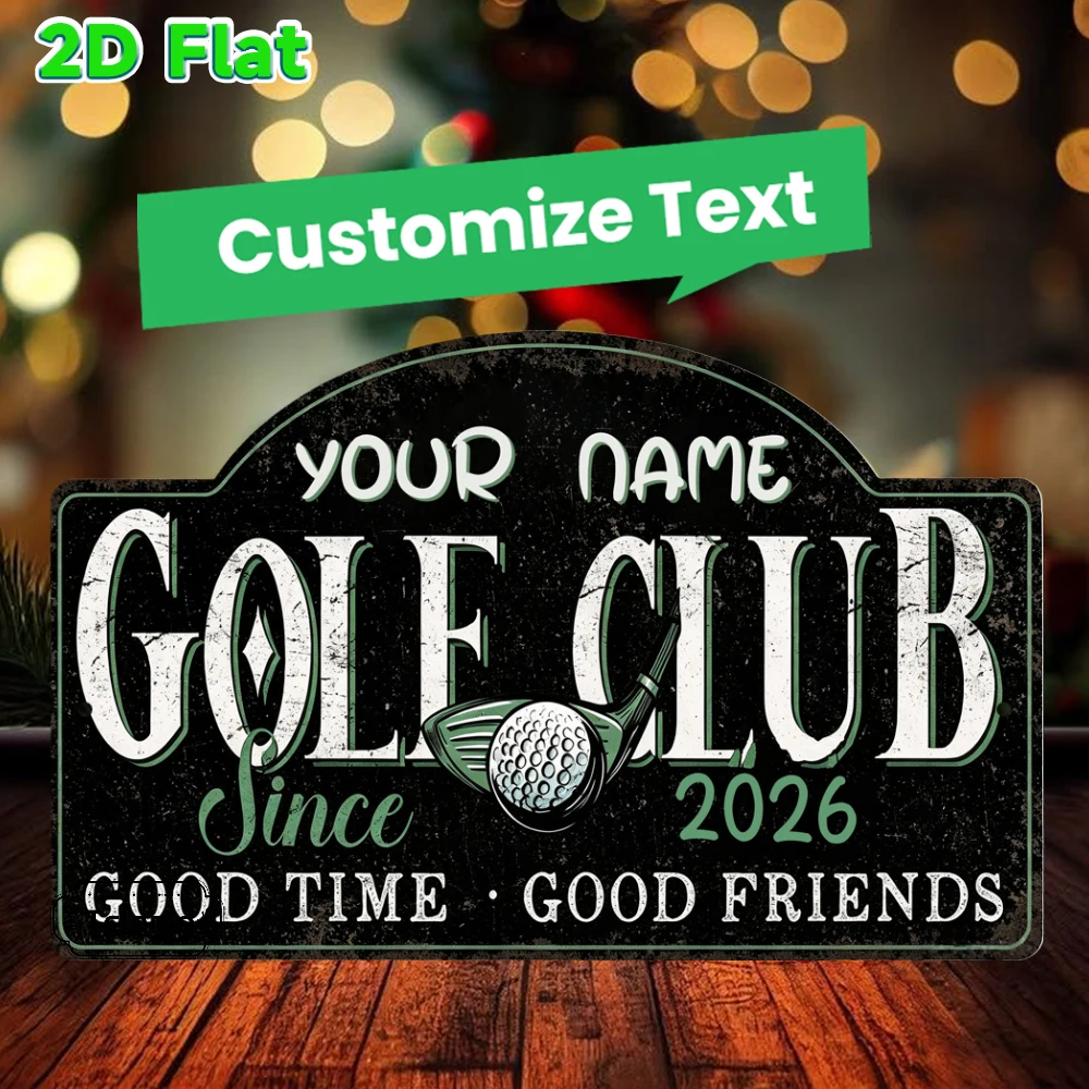 Custom Text Arched Metal Sign, Golf Club Golf Ball Vintage Pattern, Christmas Wall Decor, Mantel Patio Yard Decor, Indoor Outdoo