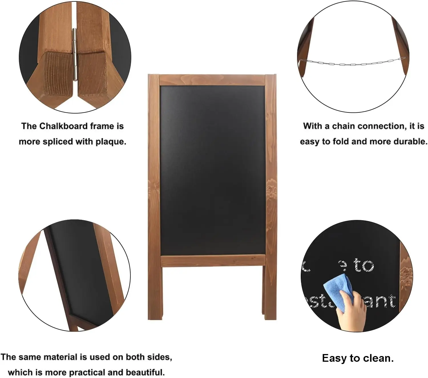 لافتة سبورة خشبية بإطار على شكل حرف A مقاس 40 × 20 بوصة مع طباشير سائل وصلب للحفلات وحفلات الزفاف والمطاعم #4