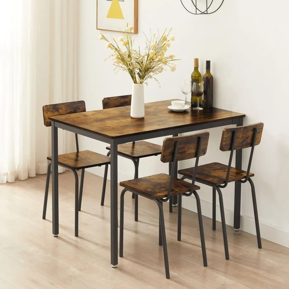 Dining Table Set for 4, Kitchen Table and 4 Chairs, Dining Table Set for Dining Room Kitchen Dinette Breakfast Nook Small Space