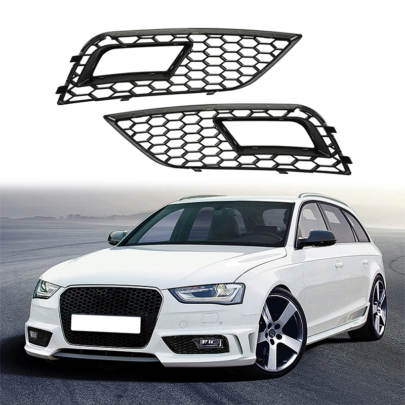 

1 Pair Fog Light Grille Honeycomb Grills 8K0807682K 8K0807681K Fit for Audi A4 Quattro B8 / Quattro B8 2013-2015