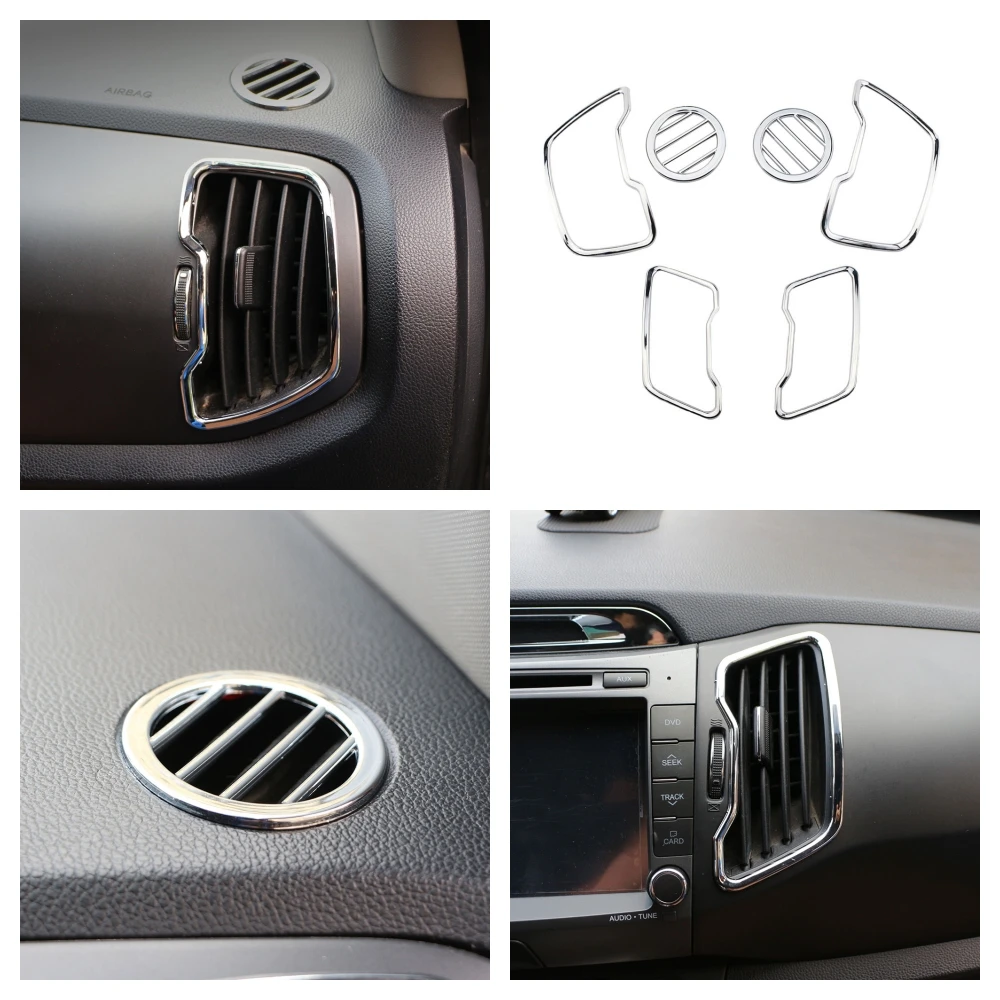 Car Air Vent Grille Stickers for Kia Sportage SL 3 R Sportage3 SportageR 2011 - 2016 AC Outlet Cover ABS Chrome Accessories