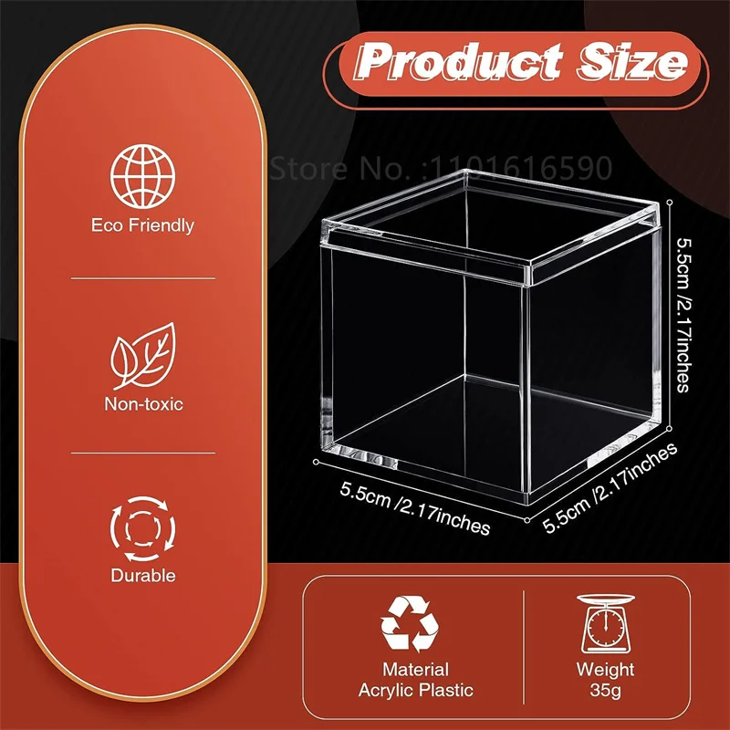 12 Pack Acrylic Boxes Clear Acrylic Cube Small Square Storage Box Acrylic Box with Lid Acrylic Display Box