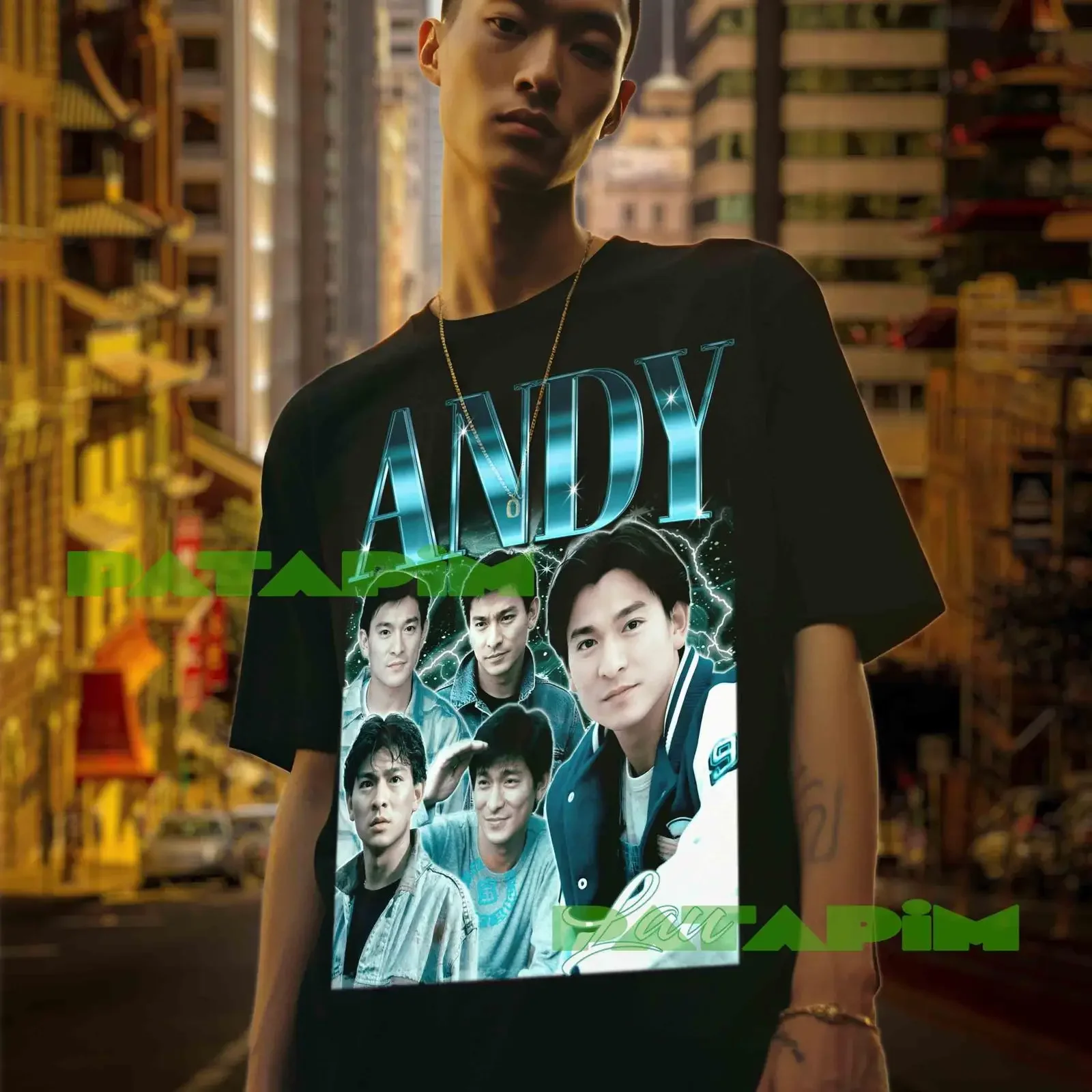 Vintage Andy Lau T shirt Men's Oversized Black Cotton  90s Bootleg Retro Celebrity Print Streetwear Casual vintage Washed