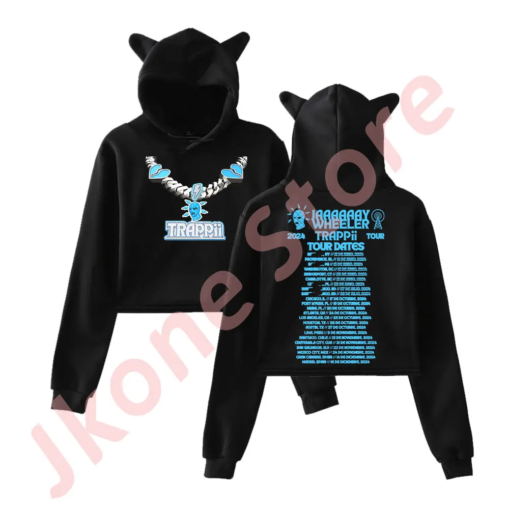 

Jay Wheeler TRAPPii Tour 2024 Merch Pullover Female Cat Ears Hoodie Long Sleeve Top Women's Clothes