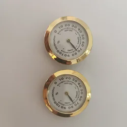 Cigar Box Juggling Moisture-proof Box Direct Pin Embedded 37mm Pointer Mini Gold Silver Thermometer Hygrometer