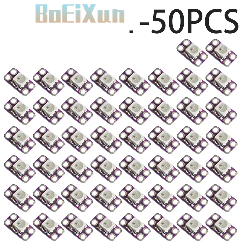 1-50PCS WS2812B 5V RGB LED Module with Integrated IC 256 Colors 400Hz Scan Rate Smart Pixel Light