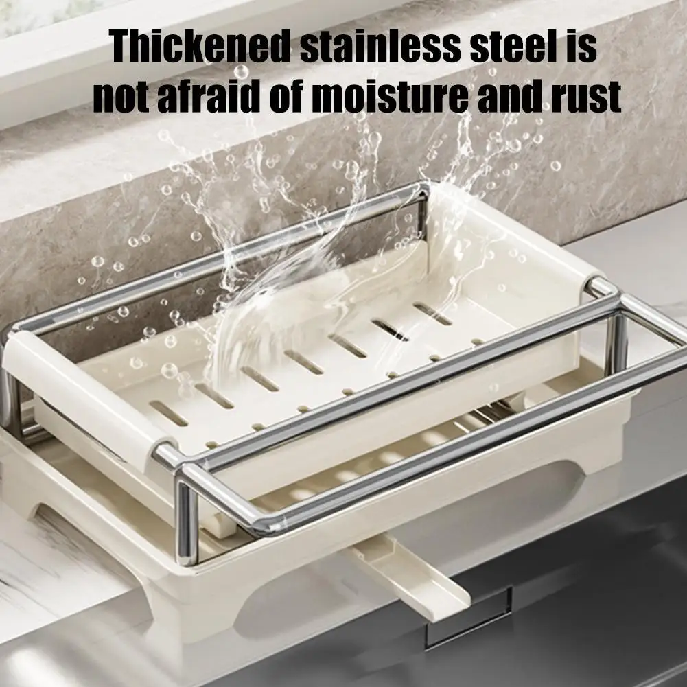 

Steel Kitchen Sink Organizer Dishcloth Sponge Holder, Faucet Storage Rack for Dishwashing Supplies, Space Saver