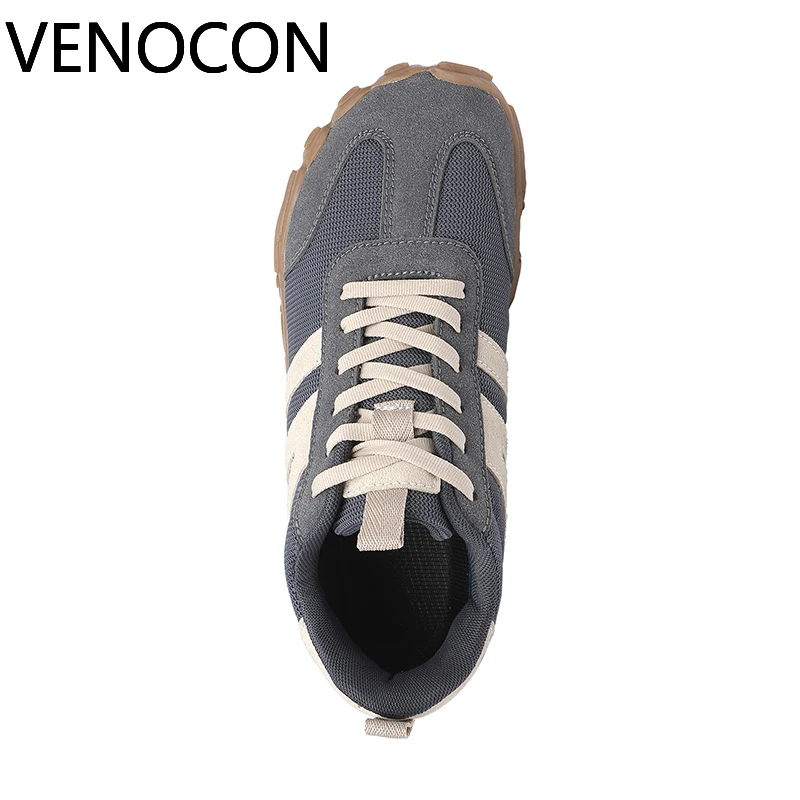 VENOCON Adult Extra Wide Fit Toe Box Nose Classic Retro Minimalist Zero Drop Barefoot Shoes Man Leather Fabric Sneakers For Men
