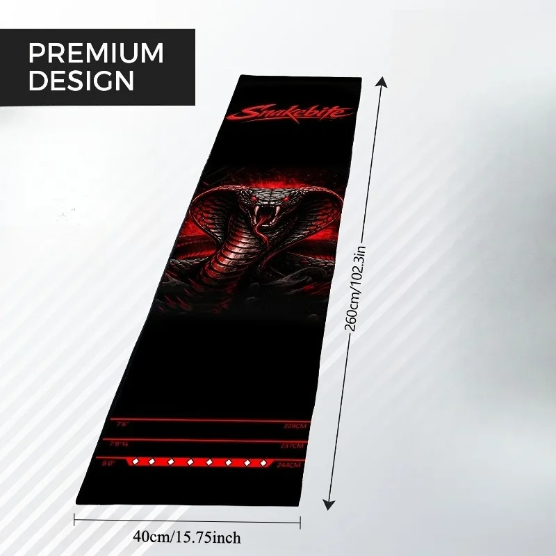 VIKAMA Snakebite Cobra Dart Mat Non Slip Floor Protector Mat with Distance Markers for Darts Game Room Decor