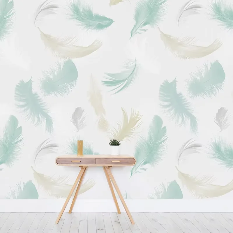 Custom vintage feather Mural Wallpaper 3D Background Wall Painting Restaurant Cafe Living Room Creative Papel De Parede Fresco