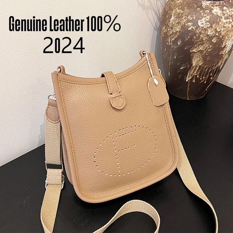 100% Genuine Leather Shoulder Bag Woman Small Crossbody Bag Ladies Purse Messenger Bags Female Designer Cowhide Mobile Phone Bag