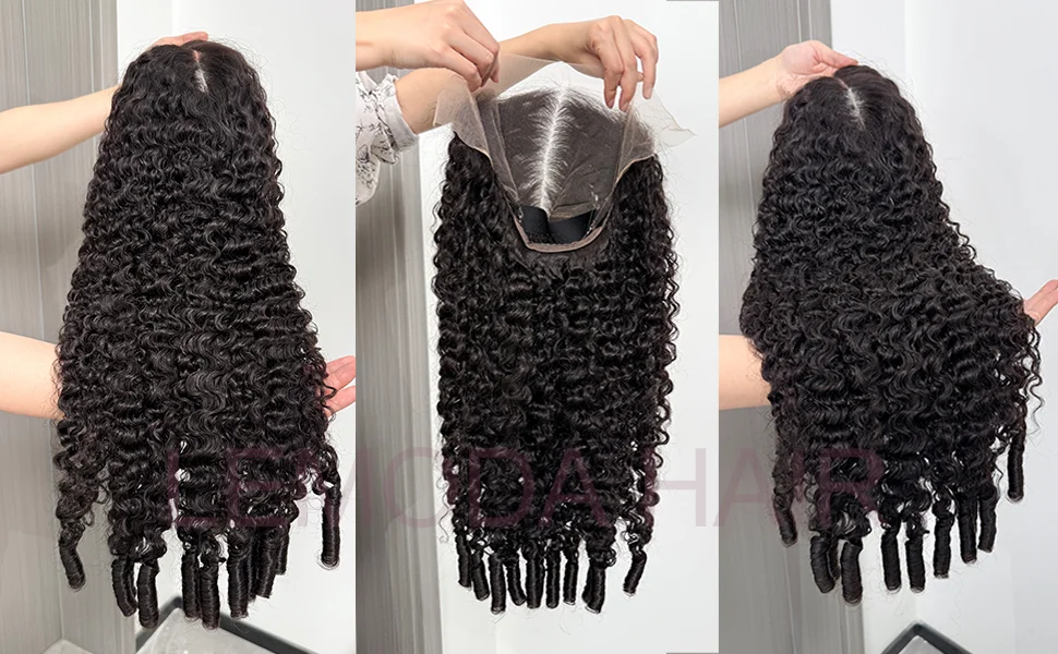 Lemoda Burmese Curly Wig Human Hair 13x6 Full Frotnal HD Transparent Lace Wig 200% Pre Plucked 15A Virgin Hair Wigs for Women