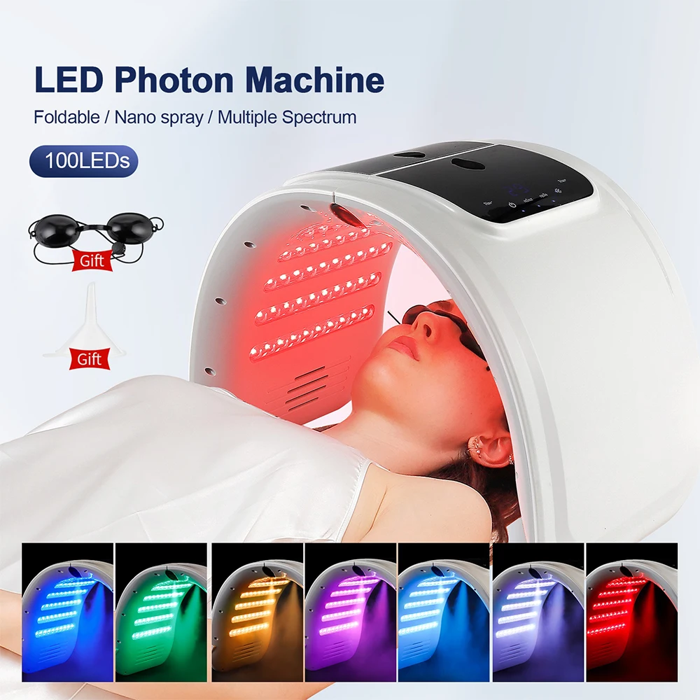 7-Farben-LED-Photonenmaschine mit Nano-Spray, feuchtigkeitsspendende Gesichts- und Körpermaske für den Heimgebrauch, Hautverjüngung, Akne-Hautpflege