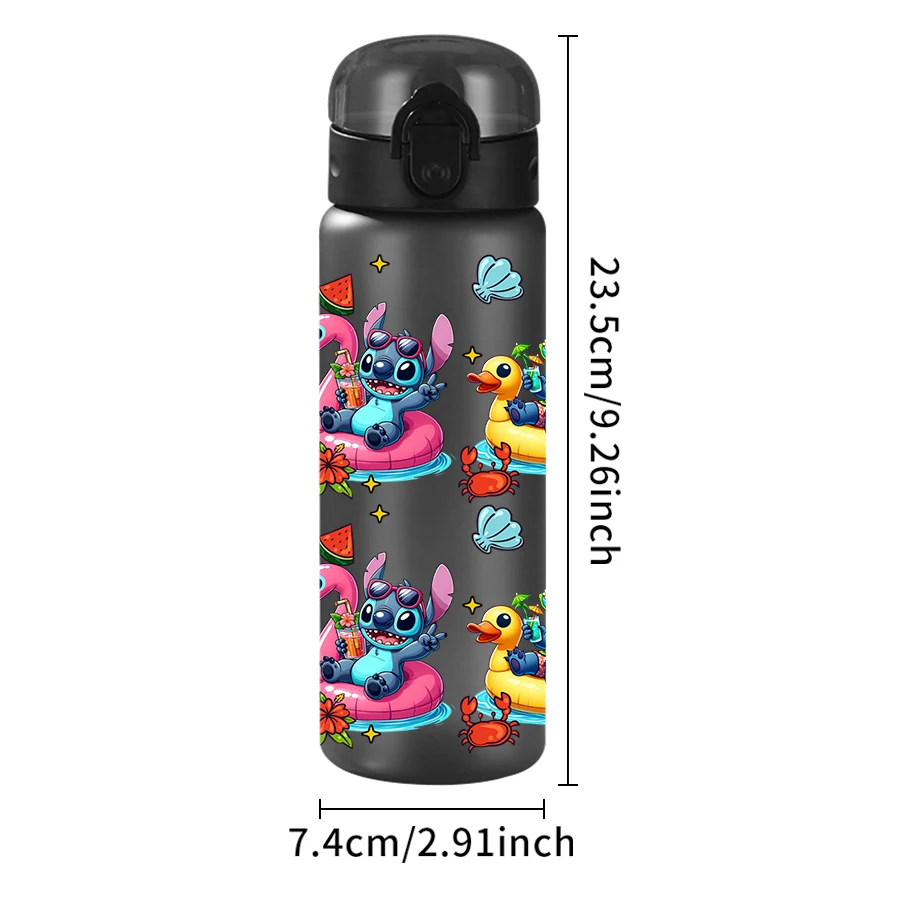 Botella de agua de plástico con diseño de pato de Disney Stitch, 26oz, taza de agua para deportes al aire libre, regalo de cumpleaños/retro a la escuela, 1 ud.