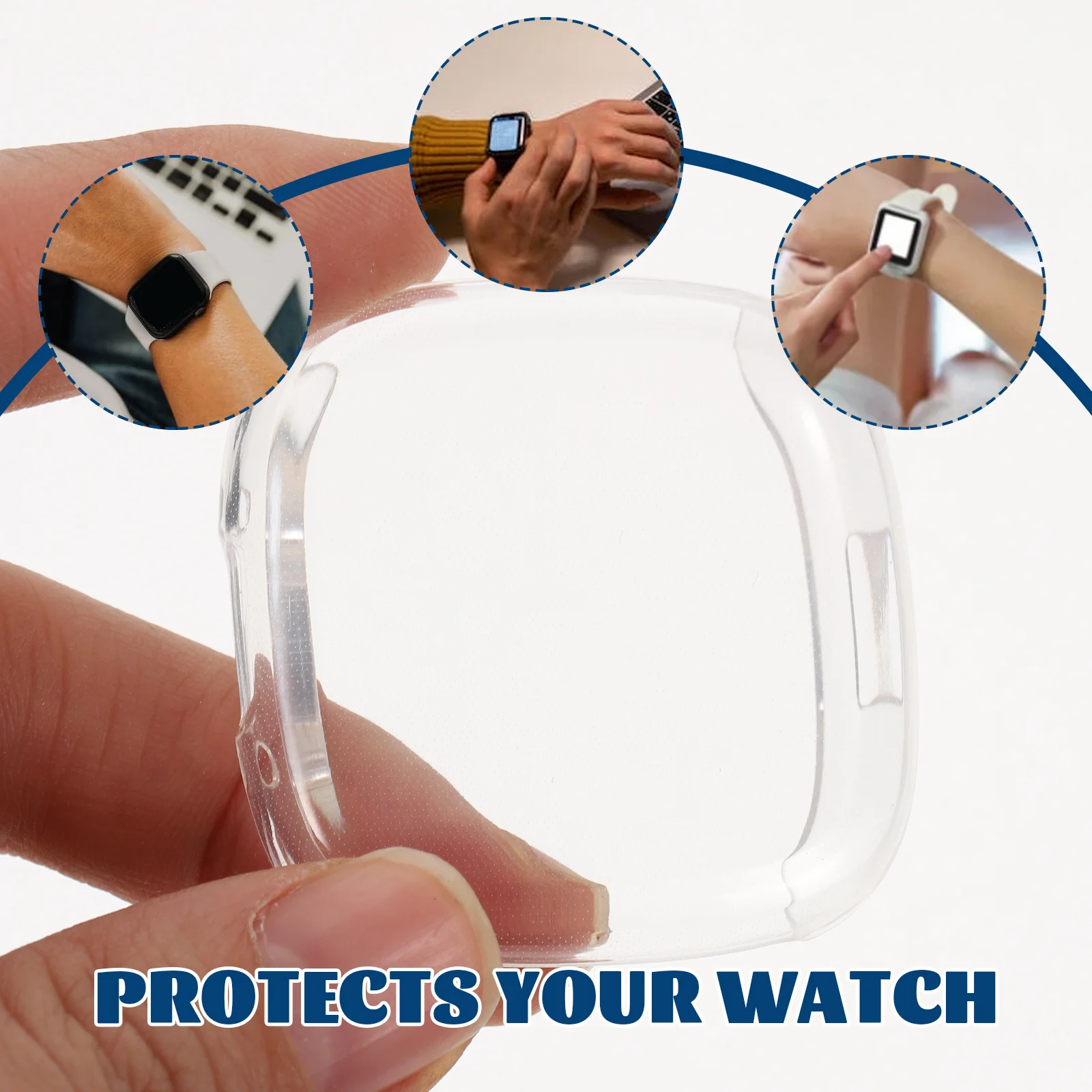 

4Pcs Transparent Watch Protector Case Scratch-Resistant Detachable Cover for Versa4 Anti-Aging Durable Watch Screen Cover