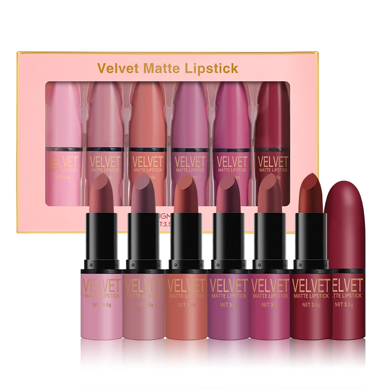 Langmanni matte lipstick set with matte finish, waterproof and not easy to stick to cups, 6-color gift box lipstick set