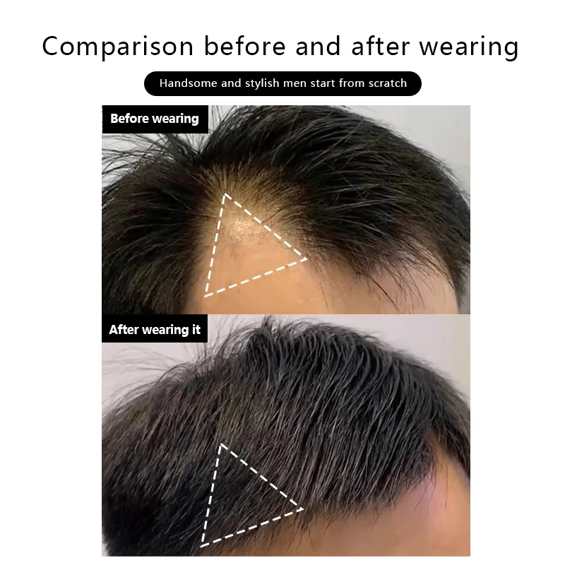 100% Human Hair Hairpiece Sideburns Toupee Forehead Patch Invisible Seamless Ultra Thin Skin PU Men's Hairline Sideburn Patch