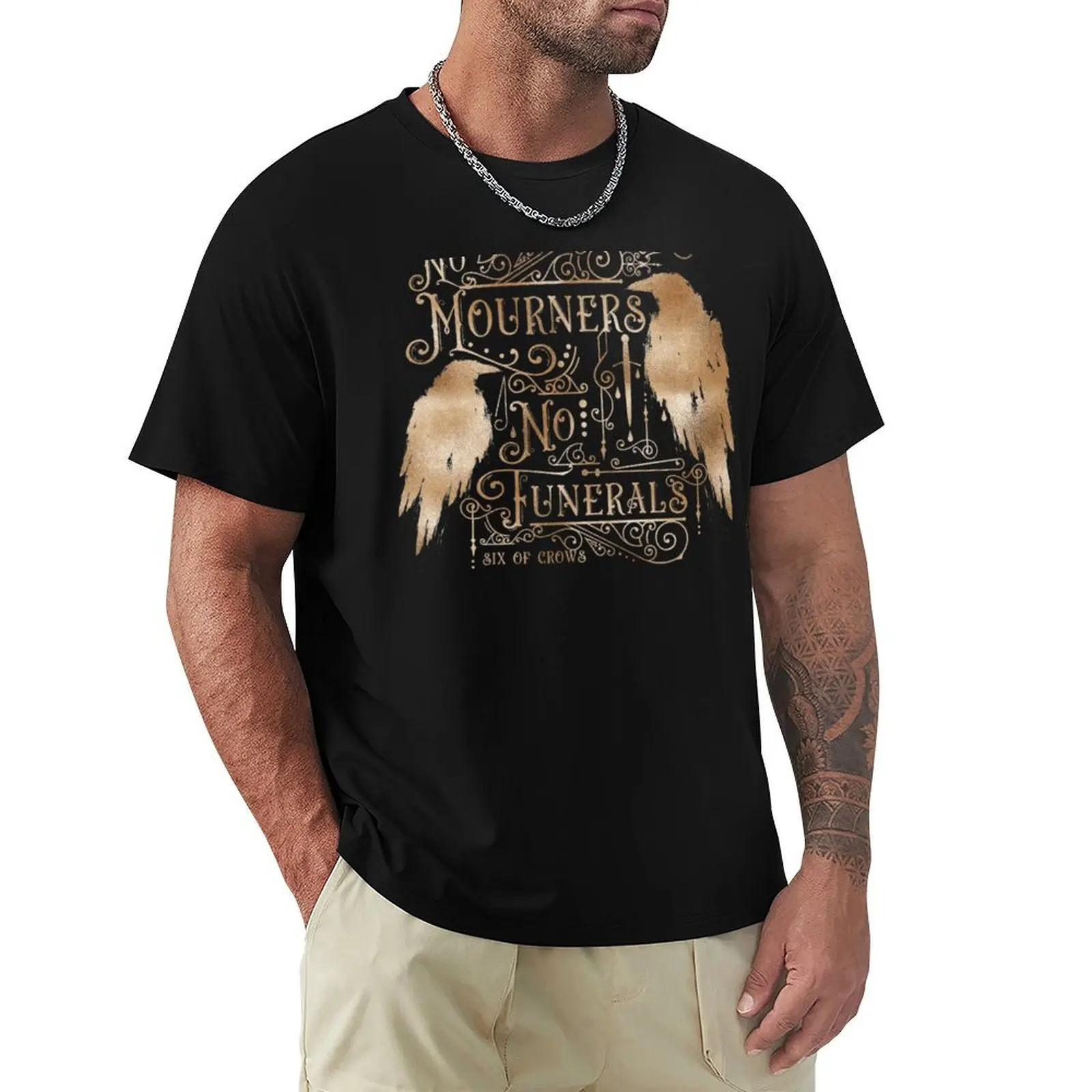 No Mourners No Funerals - gold T-Shirt Casual Minimalist Short Sleeve Top