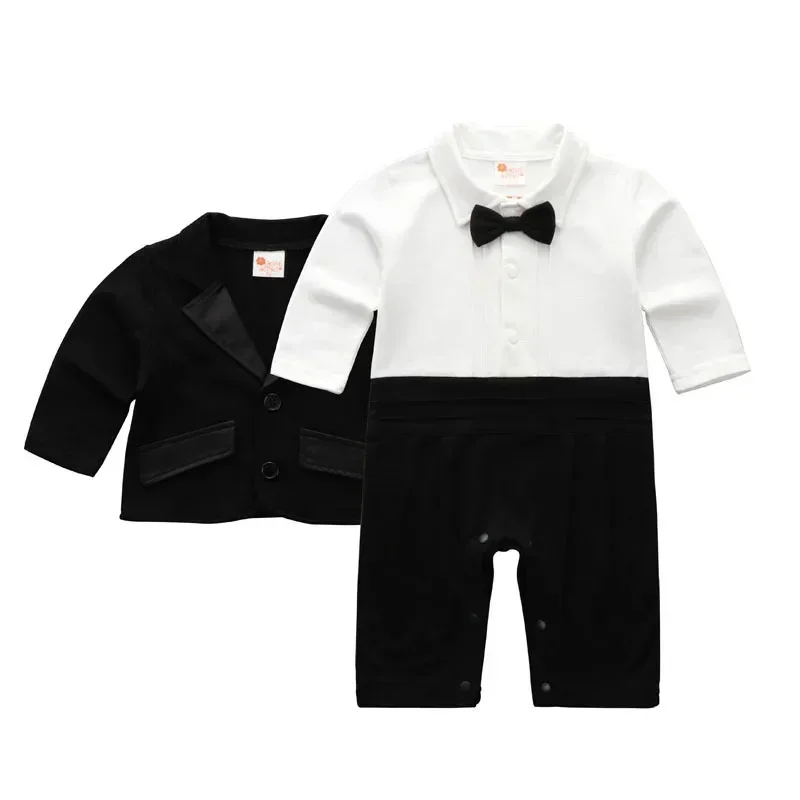 Baby Clothes Set Gentleman Boys Boss Outfit Romper Coat 1 Year Old  Birthday Formal Wedding Suit Newborn Photography Romper