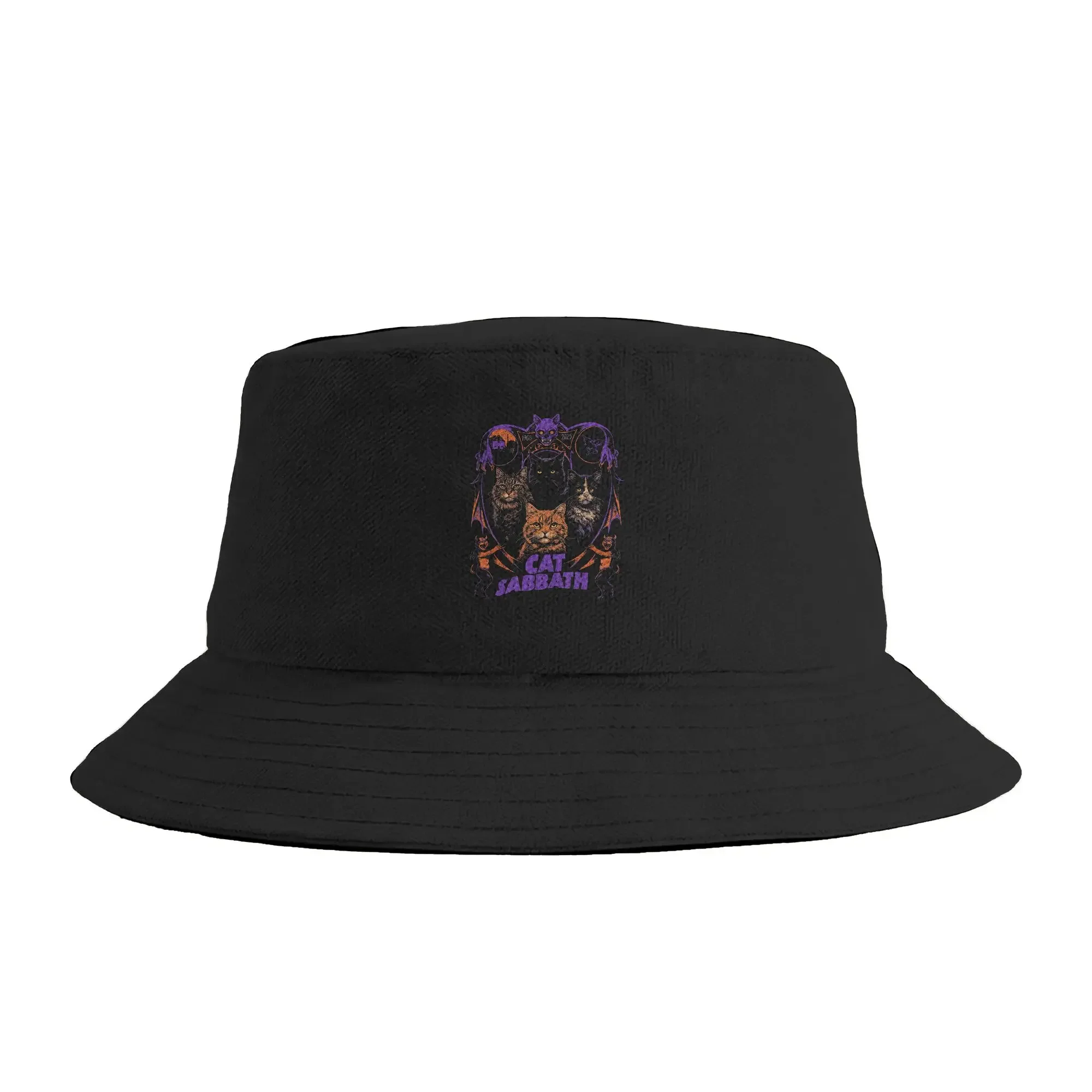 Cat Sabbath Feline Heavy Rock Band Parody Rock Music Bucket Hat For Couple Fisherman Hats Casual Beach Travel Caps Soft Hats
