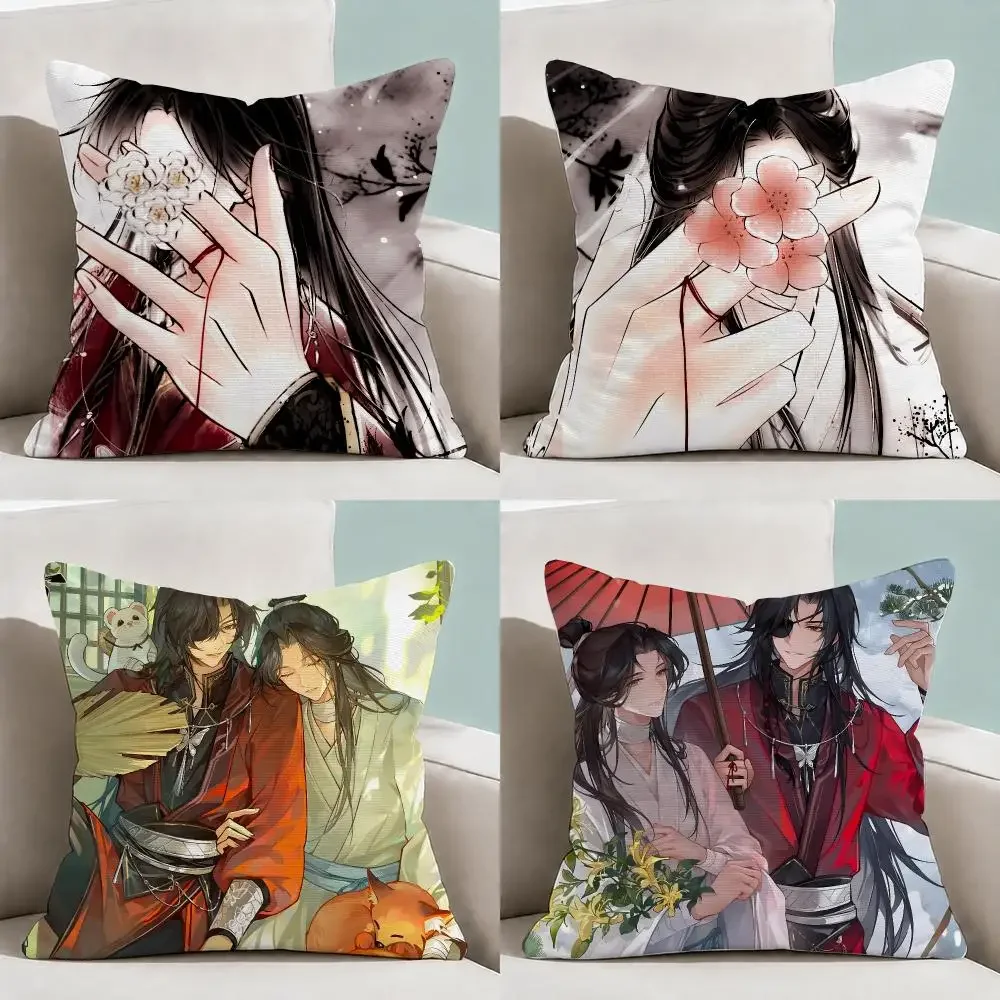 Anime Heaven Official's Blessing TGCF Cushion Cover Throw Pillow Soft Short Plush Cozy Durable Colorfast Sofa Bedroom Home Decor