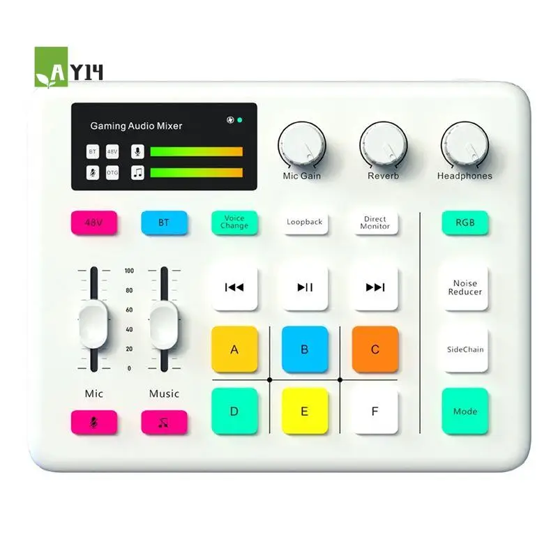 AY14 -Audio Mixer G1 Tuner Gaming Computer Sound Card RGB Lighting Computer Mobile Phone Live Broadcast Recording Universal