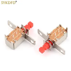 1-5Pcs A03-08 6Pin TV PS22F24 Power Switch With Spring Self-locking Unlocked Red DC 12V 50MA Unidirection Push-button Switch