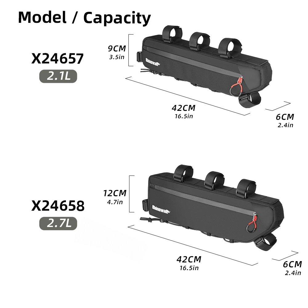 حقيبة بإطار دراجة وحيد القرن، حقيبة سفر طويلة خفيفة، 2.1 لتر/2.7 حقيبة مثلثة، حقيبة عارضة لدراجة الطريق، حقيبة ركوب الدراجات، أنبوب سفلي #4