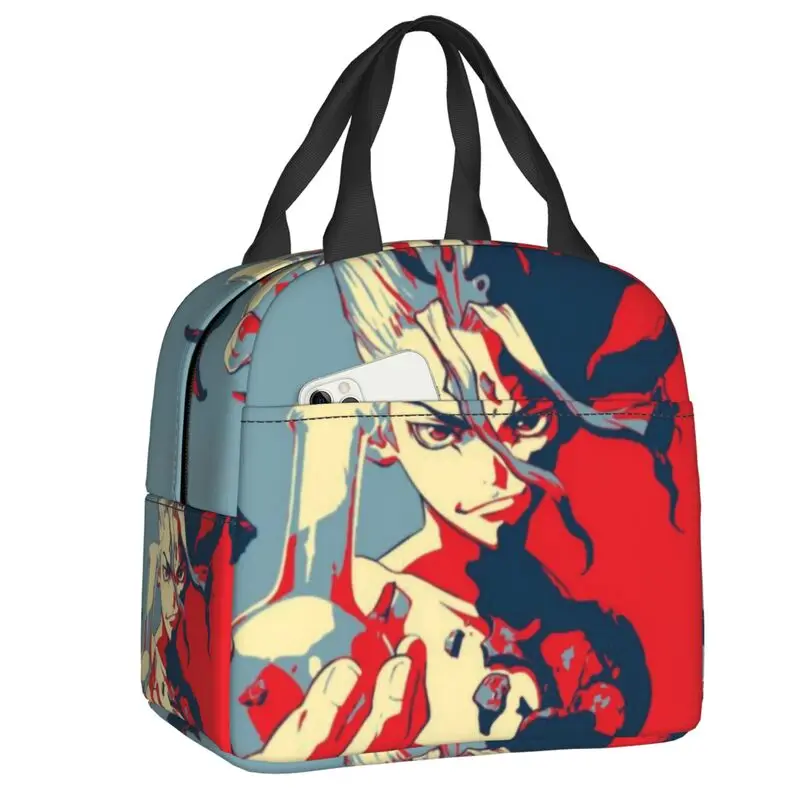 

Dr Stone Senku Ishigami Insulated Lunch Bags for Women Japan Anime Manga Portable Thermal Cooler Food Lunch Box School