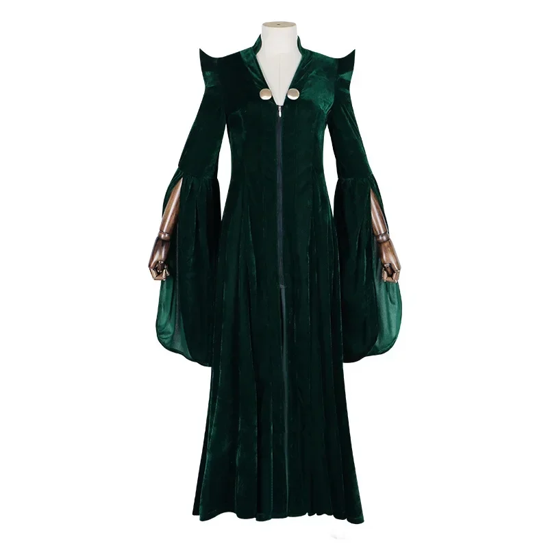 Professor Minerva McGonagall Dark Green Dress Robe Cape Hat Velvet Cosplay Costume Halloween Carnival Suit