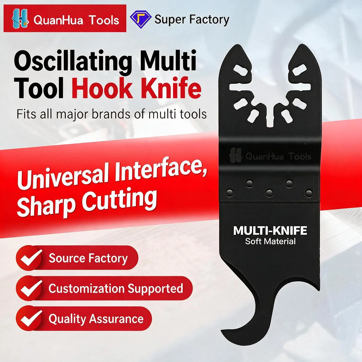 Multi purpose universal treasure saw blade, curved hook shaped swinging oscillating saw blade, electric tool saw blade