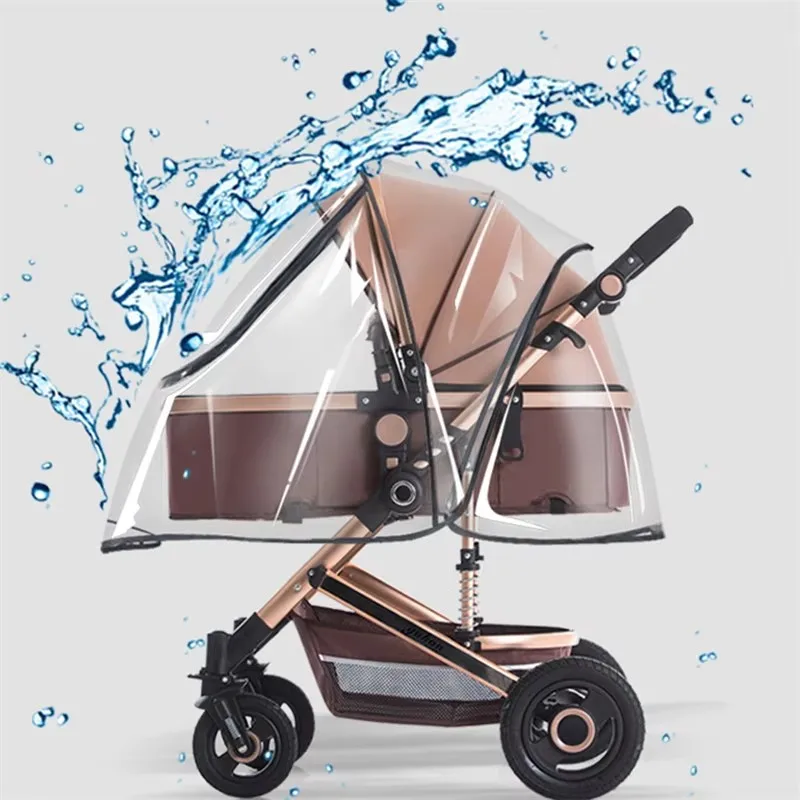 

2026New Waterproof Rain Cover For Prams Pram Accessories Transparent Dust Cover Open Zip Umbrella Rainy Season Waterproof
