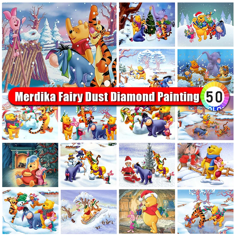 

Merdika Fairy Dust 5D Diamond Painting Cartoon Winnie The Pooh Rhinestones Diamond Embroidery Disney Picture DIY Handmade Gift