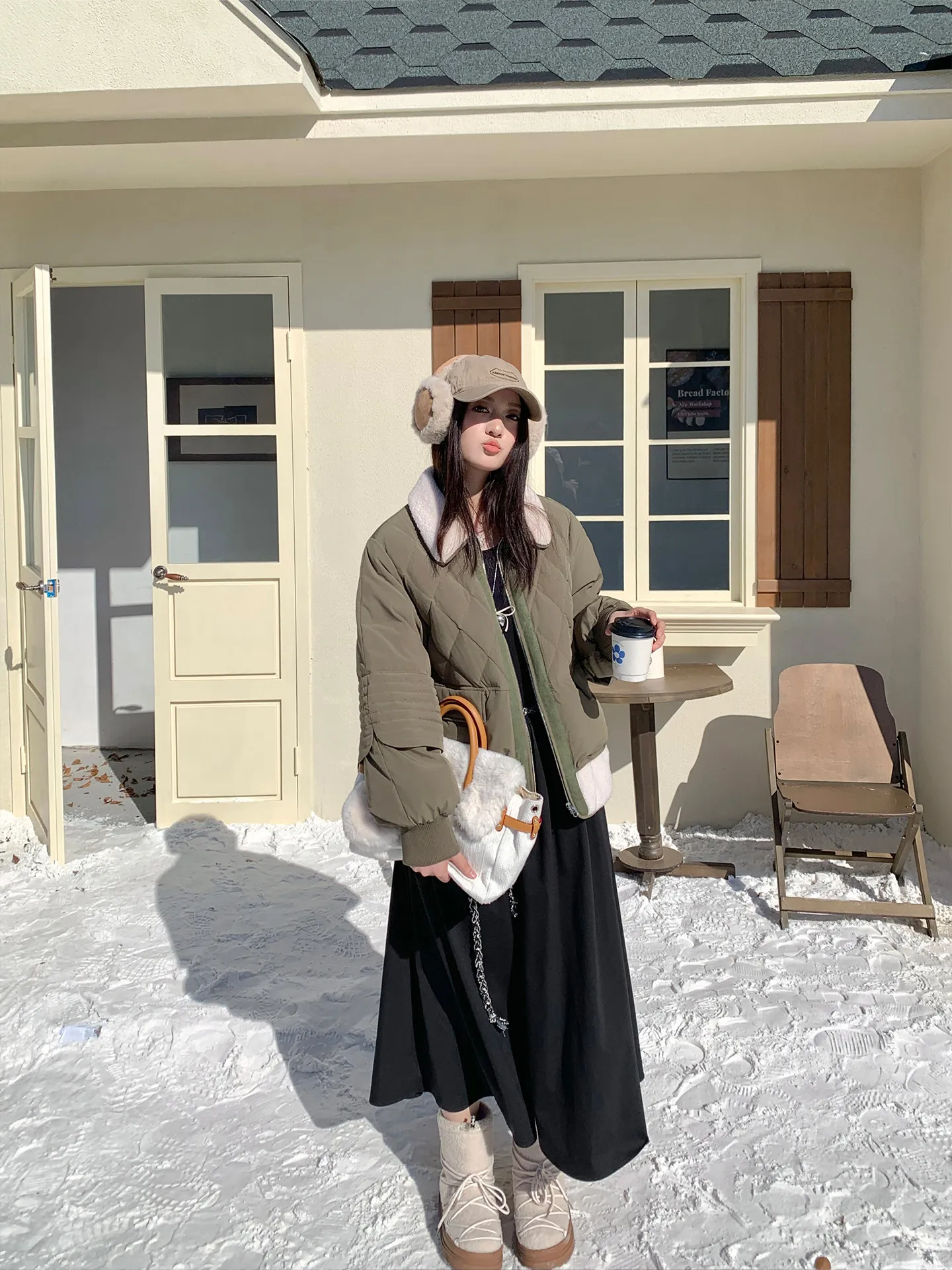 LIEDU Casual Winter Quilted Cropped Puffer Parka Women Plus Size 90% Premium White Duck Down Sherpa Collar Thick Warm Daily Coat