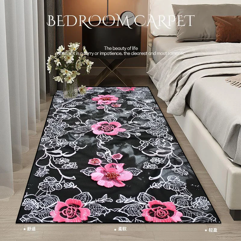 Bedroom Bedside Soft Carpets Flower Decoration Home Rug Living Room Corridor Floor Mat Anti Slip Modern Room Cloakroom Foot Mats