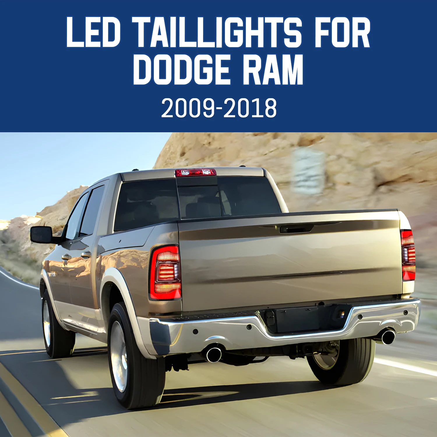 HCMOTIONZ LED Tail Lights for Dodge Ram 2009-2018 1500 2500 3500 4500 5500 Red Signal Rear Lamps Assembly