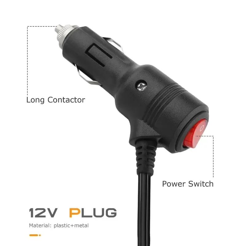 Car Cigarette Lighter 12-24V Splitter Adapter 1 Male To 2 Female Sockets Y Splitter with On Off Switch 20cm Universal New 2025