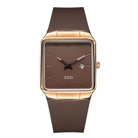 GEDI 패션 탑 브랜드 미니멀리스트, 높은 외관, 실리콘 대형 플레이트 달력, 여성용 방수 쿼츠 선물, 손목 시계